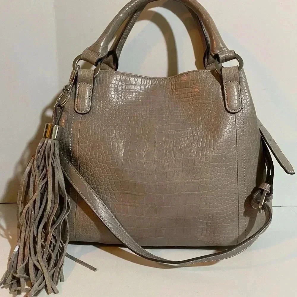 G.I.L.I. Grey leather satchel handbag